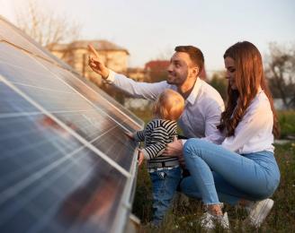 Family and solar panel