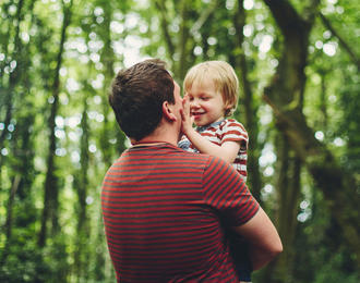 Father and child in nature